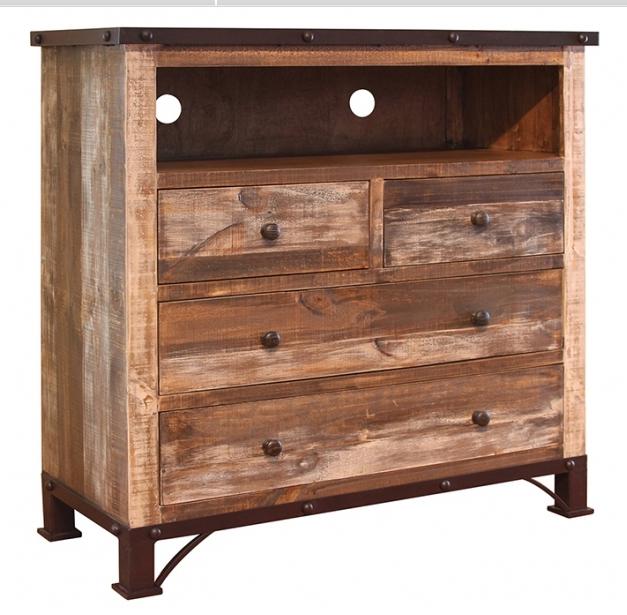 International Furniture Direct 900 Antique IFD966CHESTTV Rustic 4